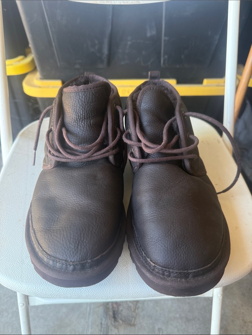 UGG Men's Dark Brown Leather Lace-Up Ankle Boots